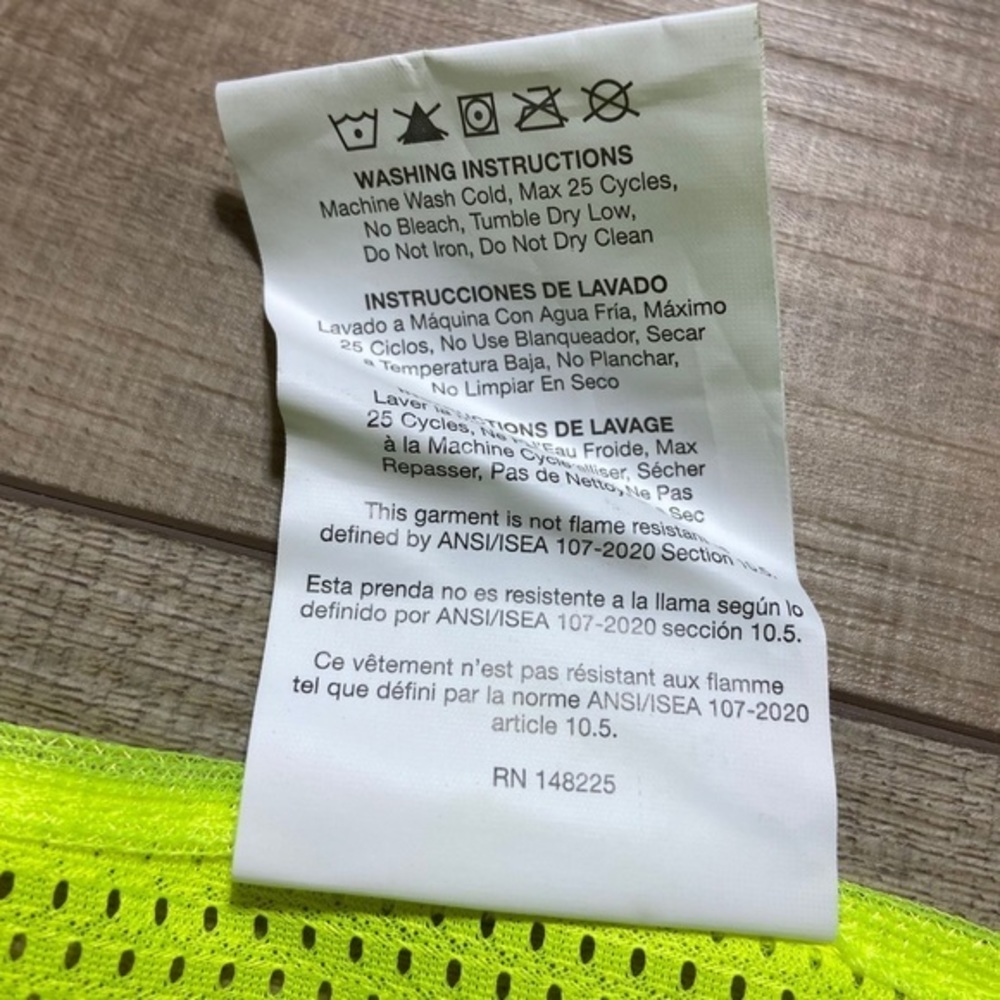 Condor ANSI Type R Class 2 High Visibility Zipper Vest Size 2XL Yellow - Picture 5 of 9